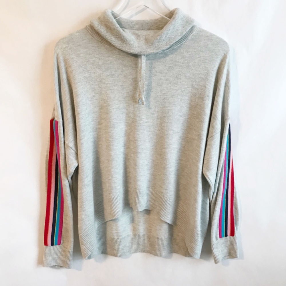 Love by Gap Rainbow Stripe Cropped Sweater Size S Merino Wool Blend Sweatshirt